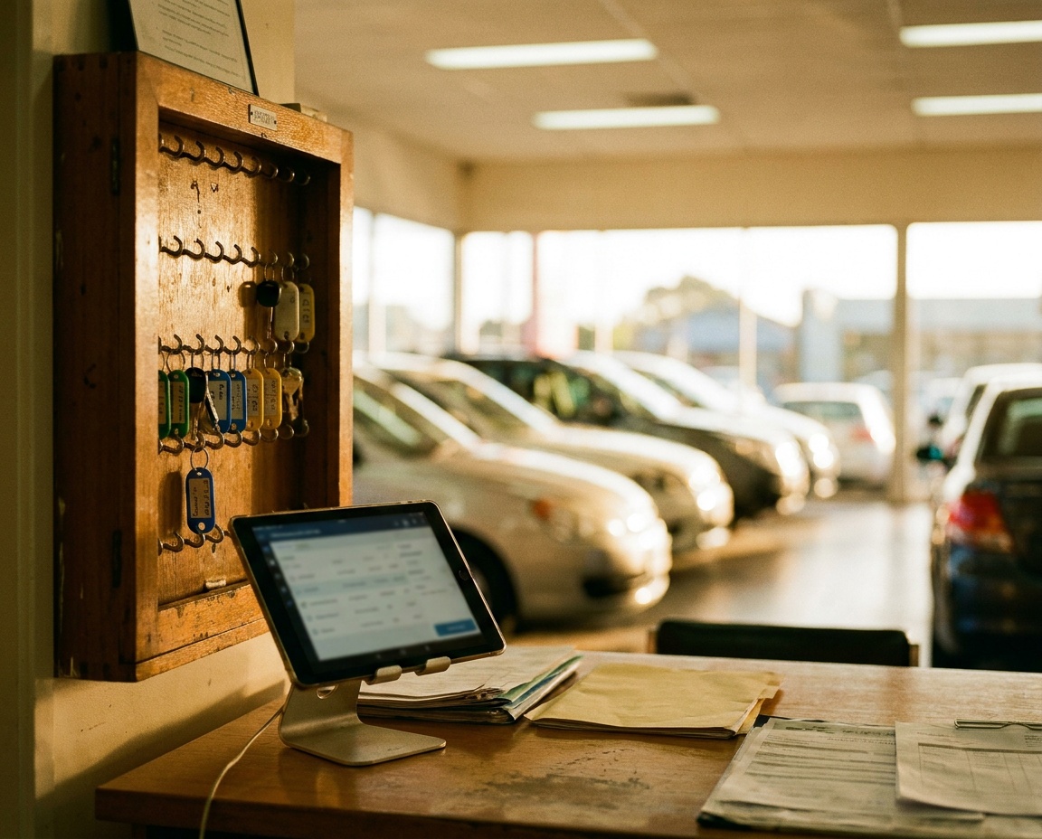 Dealership key safe and iPad kiosk