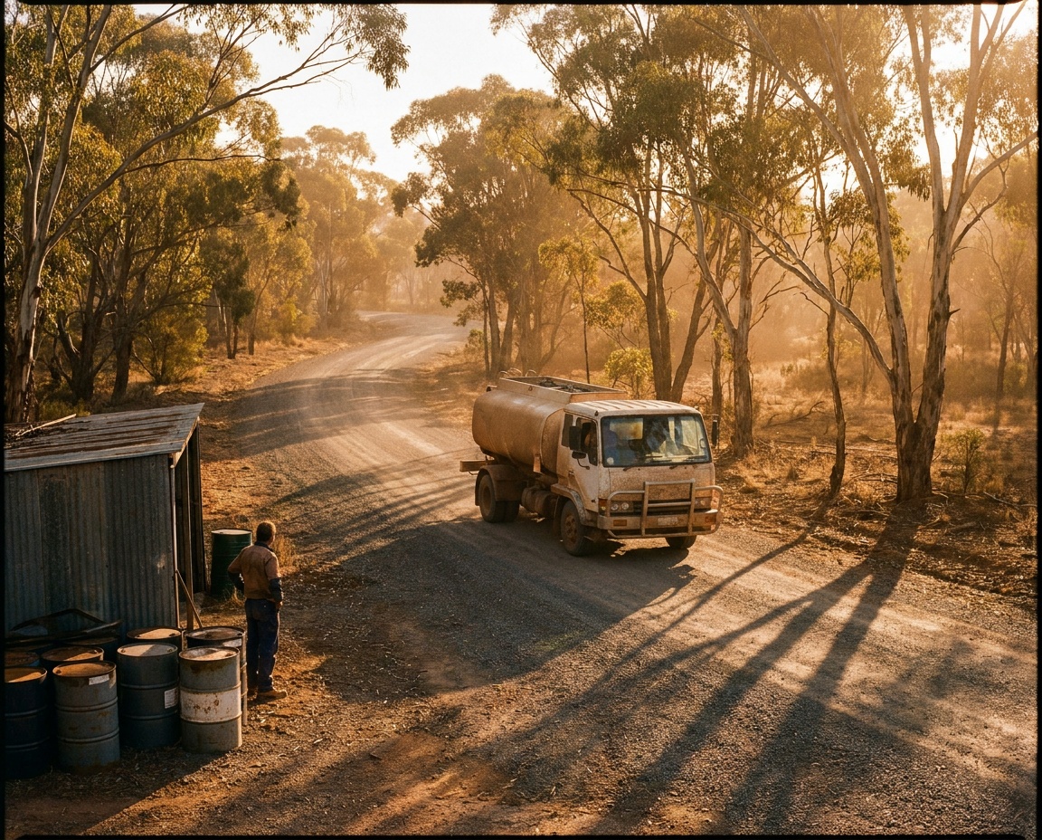 Collection truck on a regional Queensland route at dawn